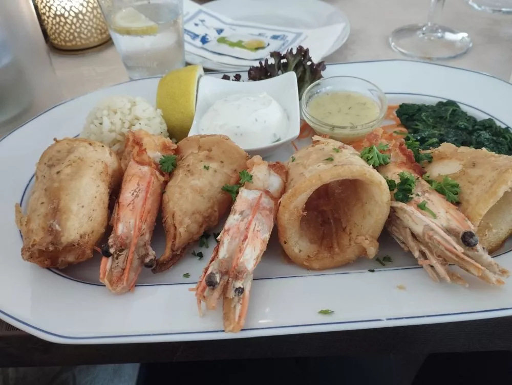 Tintenfisch und Gambas